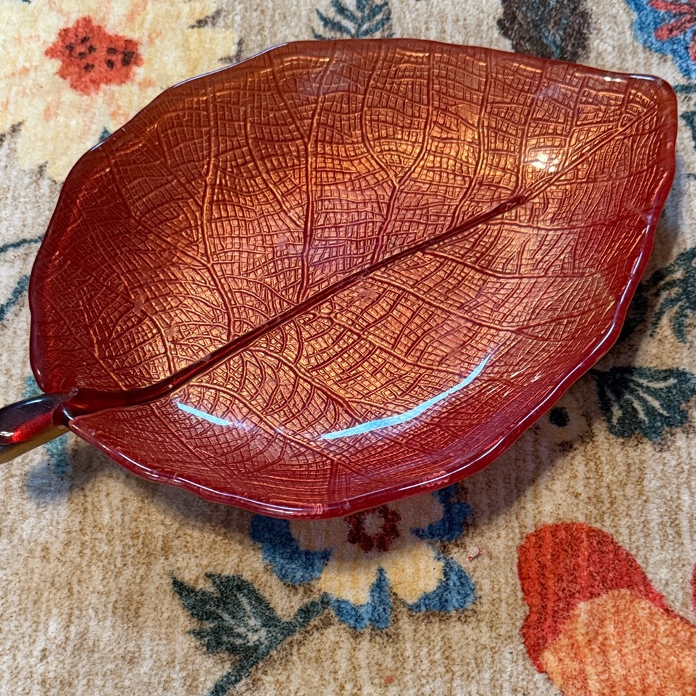 Orange Leaf-Shaped Decorative Plate